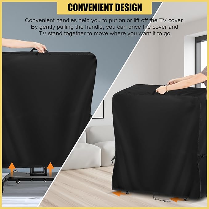 Hdenmist Outdoor TV Cover 67 Inch Weatherproof, Waterproof Outdoor TV Stand Covers for Rolling Mobile TV Stand Cart, Heavy Duty TV Screen Protector Covers for Outside- 67”L x 14”W x 55”H(Cover Only)