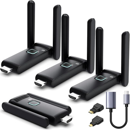 Wireless HDMI 3 Receivers and Transmitter,50M/165FT,No Hot,Plug and Play,2.4/5.8GHz Wirelessly Stream to Multiple TV/Projectors,USB-C Wireless HDMI Splitter for MacBook/Camera/Laptop