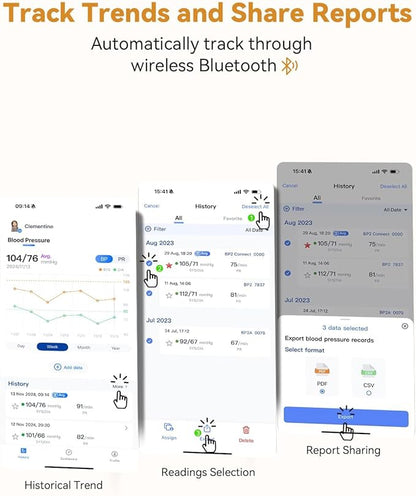 Checkme Bluetooth Blood Pressure Monitor for Home Use, Upper Arm Blood Pressure Machine with Wireless Large BP Cuff, Portable Digital BP Monitor, Reports for iOS & Android