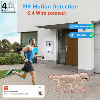 Wired Video Door Phone Apartment Intercom System,7 Inch Touch Monitor with 1080P HD Camera Doorbell,Supporting 5 in 1 Unlocking,Minitoring Motion Detecting for Home Villa,Tuya (2 doorbell + 4 monitor)
