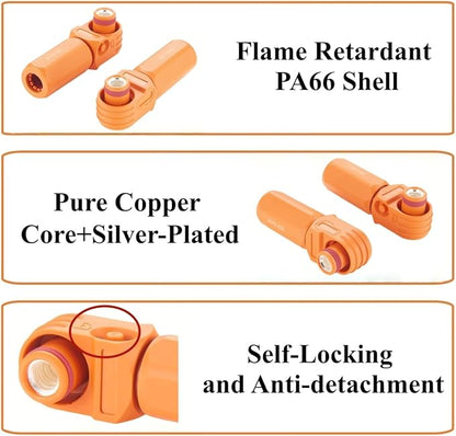 Right Angle Energy Storage System Power Connector IP67 Waterproof 200A 50mm² Single Core HV Battery Storage Plug,1PC (Orange, 200A)