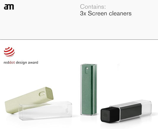 am Screen Cleaner Mist Spray with Microfiber Cloth Around – Alcohol-Free, Streak-Free Screen Cleaning Kit for Smartphones, Tablets, Laptops, Smart TVs & Car Screens, 3 Pack, Green