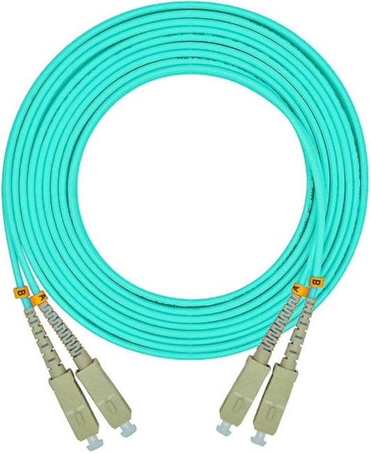 Jeirdus 3Meters 10ft SC Duplex 50/125 10G OM3 Multi-Mode Fiber Optic Cable Jumper Optical Patch Cord