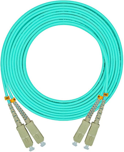 Jeirdus 10 Meters 33ft SC to SC Duplex 50/125 10G OM3 Multi-Mode Fiber Optic Cable Jumper Optical Patch Cord SC-SC