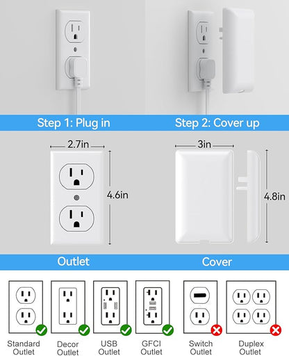 25FT Extension Cord with Outlet Cover & Multi USB, Ultra Thin Outlet Concealer with Cord & 12AC Outlet 6 USB (24W/4.8A), Charging Station for Multiple Devices, for Behind Wall Furniture Couch TV