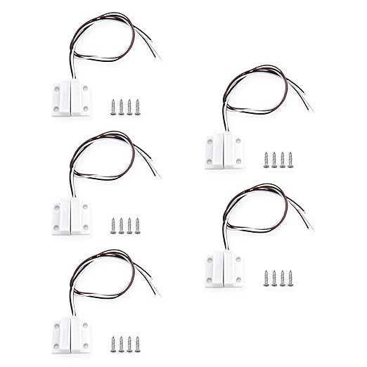 VictorsHome Magnetic Reed Switch NC NO COM Surface Mount Wired Door Window Contact Sensor with Adhesive Paper for Home Security and Burglar Alarm Systems MC-38 5pcs