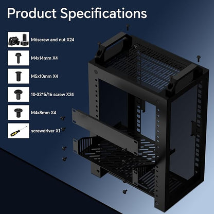 YQMRCZRF 6U Network Rack, 10-inch Mini Server Rack, 7.87 inches Deep. Suitable for IT Equipment, Networking, Servers, Audio and Video Equipment-Black