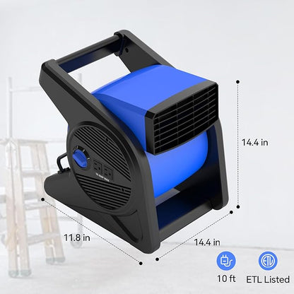 shinic 15" pivoting blower fan,portable pivoting blower fan with Reset Button for Floor & Carpet Drying,375 CFM, 3 Speeds Ideal for Office Garage Gym Home Use