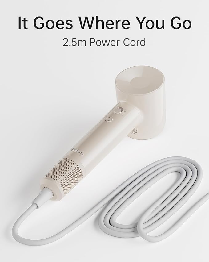 Laifen SE Lite Hair Dryer, Negative Ionic Blow Dryer with 100,000 RPM Brushless Motor for Fast Drying, High-Speed Low Noise Thermo-Control Hair Dryer with Lightweight Design and 2 Nozzles