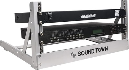 Sound Town 4U Aluminum 2-Post Desktop Open-Frame Rack, Angle Adjustable, for Audio/Video, Network Switches, Routers, Patch Panels (2PF-4A)