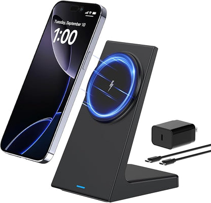 PUY for MagSafe Charger Stand,20W Fast Magnetic Wireless Charging Station with 25W PD Adapter，Stickable Desk Wireless Charger for iPhone 16/15/14/13/12 Pro/Pro Max Series