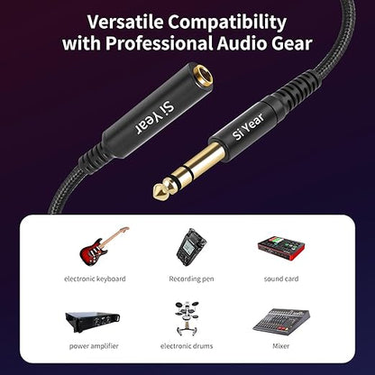 SiYear 1/4" Splitter Cable, 6.35mm TRS to Dual 1/4 inch Female Stereo Y Headphone Splitter Cable for Studio,DJ,Amplifier,Karaoke, Live Sound Systems etc(30cm /2PACK)