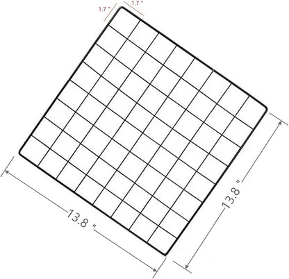 Feadily 4 Pack Metal Grid Wall Board, Photos & Pictures Display Board, DIY Home & Office Wall Decor, 13.8 Inch 13.8 Inch (Black)