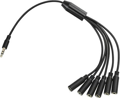 Xyembu 3.5mm Headphone Splitter, 1/8inch TRRS Male Stereo Jack to 6 Female, Headphone Headset Extender Cord, 3.5mm Splitter 1 to 6 Ways for Earphone, Headset, Laptop, Phone
