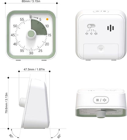 InfPokid Visual Timer for Kids with Pause Function, 60 Minute Countdown Timer for Kids Desk Study, Teaching, Kitchen Cooking, Office Meetings, Time Management for ADHD (White)