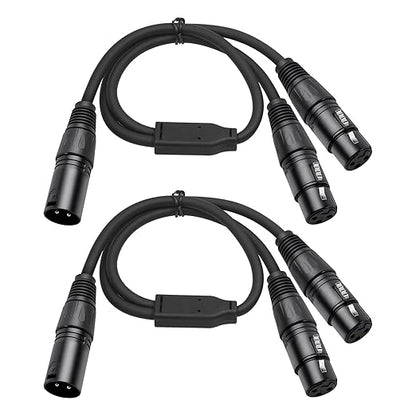2 Pack XLR Splitter Cable,1 Maleto 2 Female, 1.5FT Stereo Mic to L&R Audio Y-Splitter Cable