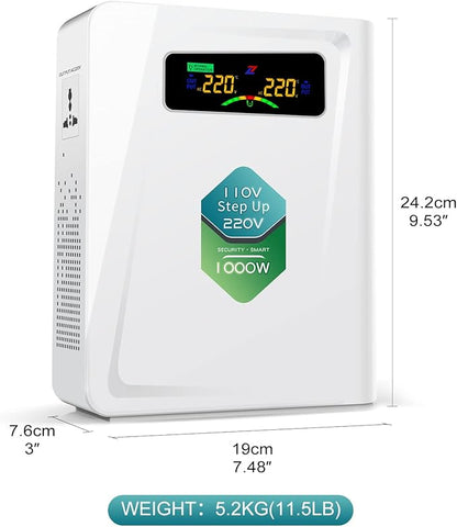 120v to 240v Step Up Transformer 1000W, 110v to 220v Power Voltage Converters, No Noise, Ten Protection Functions, Suit for Coffee Machines, Rice Cookers and Other Appliances