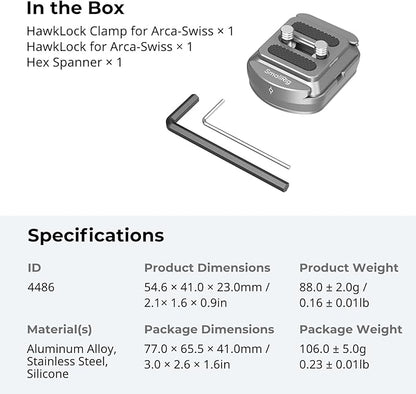 SmallRig HawkLock H38 Quick Release Mount Plate for Arca-Swiss, QR-Slide Camera Mount Plate for Arca with Two 1/4"-20 Screw, Silicone Pad and 1/4"-20 Threaded Hole for Manfrotto Plate or Tripod - 4486