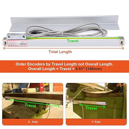 TOAUTO Digital Readout 2 Axis 3 Axis DRO Display Linear Scale 850mm 34" Precision 5um for Bridgeport/Knee Milling Lathe EDM Mill Machine