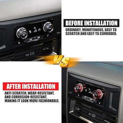 Air Conditioner Switch Control Button Knob Cover Compatible with 2024-2025 Hummer EV Accessories Rear Climate Control Knob Covers, Aluminum Alloy AC Decal Trim Rings Interior 2Pcs (Red)