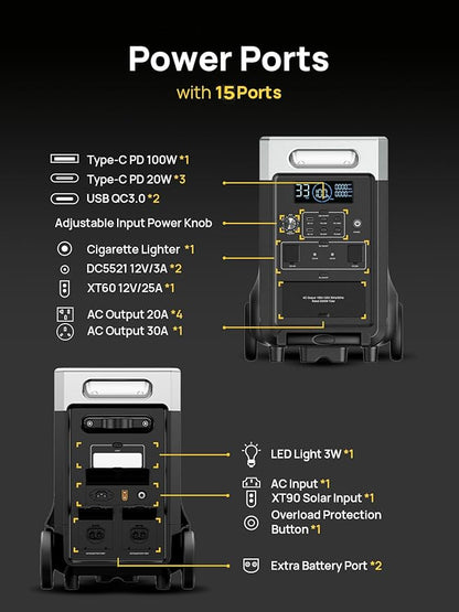AFERIY 3840Wh Portable Power Station,120V AC Outlets x 5,2.5H Fast Charge,3600W LiFePO4 Battery Power Station,Solar Generator for Home Use,Outdoor Camping,Power Outage,Camping,RV,Emergencies