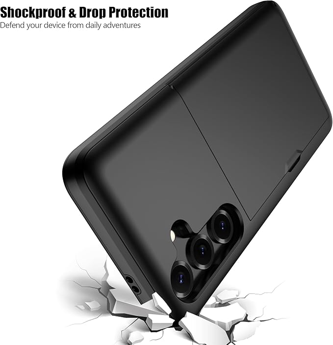Nvollnoe for Samsung Galaxy S25 Case with Card Holder Dual Layer Heavy Duty Protective Case Hidden Card Slot Slim Wallet Cover for Samsung S25 6.2''(Black)