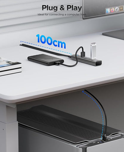 ORICO 7-Port USB 3.0 Hub, Aluminum USB Multiple Adapter, 5Gbps USB Extender USB Splitter with 3.28Ft Cable, UBS-A Hub Long Cable for Desktop, PC, Flash Drive, Mobile HDD, Windows/XPS