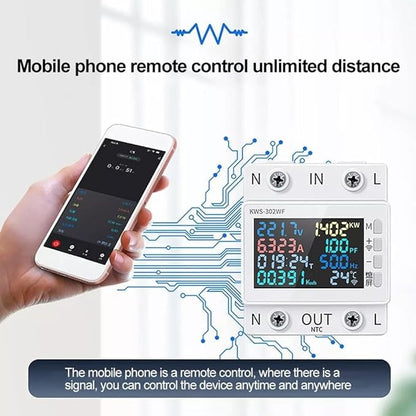 LCD Digital Energy Meter, Single Phase Energy Meter, Din Rail Electricity Usage Monitor, Power Usage Monitor AC170V~270V Power Voltage Meter(KWS-302)