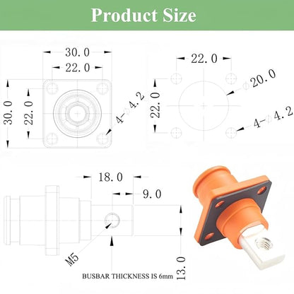 1 Set Battery Energy Storage Connector 200A 50mm² High Current HV Connectors Quick Plug Terminal Right Angle Plug and Socket IP67 Waterproof Power Adapter (Orange, 200A)
