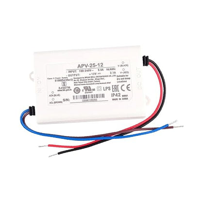 POWALK APV-25-12 Industrial Power Supply 12V 2.1A 25.2W with 90-264VAC Universal Input for Automation, LED Displays & Telecom Infrastructure