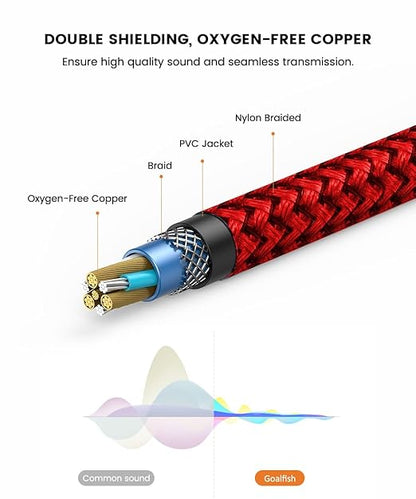 Goalfish RCA Cable, 2-Male to 2-Male RCA Audio Cord Stereo Subwoofer Cable [2Pack, Hi-Fi Sound, Shielded] Auxiliary Cord for Home Theater, HDTV, Amplifiers, Hi-Fi Systems, Speakers- 6 Feet, Red