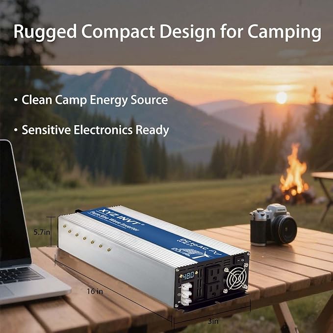 XYZ INVT 4000W Pure Sine Wave Inverter 48V to 120V AC, 8000W Peak Power - Portable Power Converter for Solar System, Off-Grid Home, RV, Truck & Camping