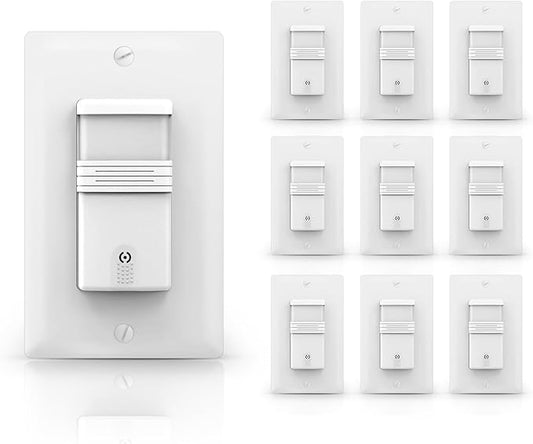 ECOELER Motion Sensor Light Switch, Occupancy & Vacancy Model Motion Activated Wall Switch, Single Pole Sensor Switch for Laundry, Garage, Neutral Wire Required, UL & FCC Listed