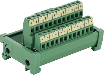 ANMBEST 2 in 12 Out Terminal Blocks Module, 25A DIN Rail and Panel Mounting Power Distribution Breakout Board for PLC Servo Power Amplifier