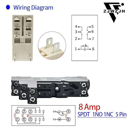 24V AC Relay Electromagnetic Relay 8 Amp 8Pin DPDT 2NO 2NC with Test Button, LED Light Module and Socket Base UL Certification (8 Pin- 5A, AC 24V)