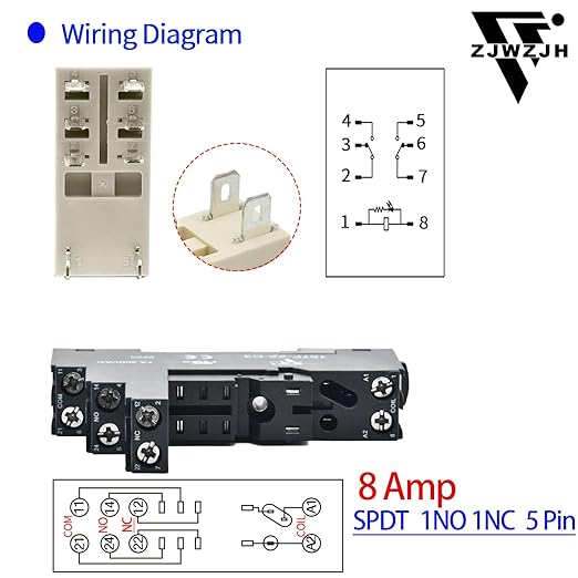 ZJWZJH Power Relay Electromagnetic with Test Button 110V 120V AC 8Amp DPDT 2Pole 2NO 2NC Socket with Indicator LED Module, UL Certification (8 Pin- 8A, AC 110V)