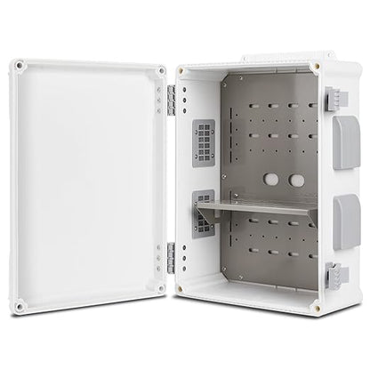 Namunanee Outdoor Electrical Junction Box, ABS Water Resistant Enclosure with Internal Mounting Panel & Hinged Cover (15" H x 11" L x 6" W)