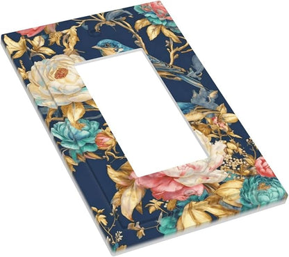Bvtewkhz Floral Birds Morris 1 Gang Single Rocker Decorative Outlet Covers Light Switch Plate Electrical Receptacle Switchplate For Bathroom Kitchen Bedroom