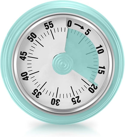 Visual Timer, Teeloray 60-Minute Countdown Timer, Kitchen Timer with Magnetic Base, Mechanical Clockwork, Ringer Alert, Time Management Tool for Children and Adults, Study/Work/Cooking (Mint Green)
