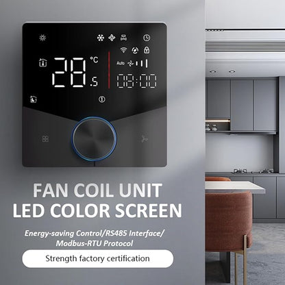 WiFi Central AC Thermostat Energy Saving Control Wall Mounted Programmable Temperature Controller for Smart Home (Black)