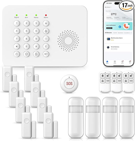 2026 WiFi+GSM/4G Home Security System with Instant Smart Life or Tuya App Real-Time Alert,Door & Window Alarms for Home for Apartment,Kids Safety,Office,NO Monthly Fees,SOS Button,Remote Control