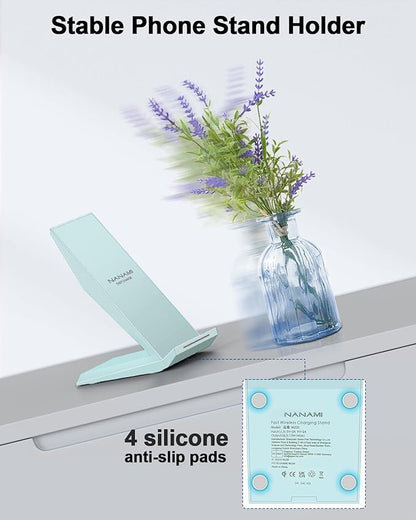 NANAMI Fast Wireless Charger, Qi Certified Charging Stand[with 20W PD Charger] Compatible iPhone 16/15/14/13/12/12, Desktop Charger Stand for Samsung Galaxy S25/S25+/S25 UltraS24/S23/S22/S21/S20