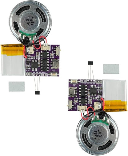 Voice Module,MP3 Music Sound Chips, 16MB Sound Module for Crafts, Christmas, New Year Greeting Cards, Box with Speaker Lithium Battery Powered and USB Cable. (JR-JX7004-Magnet-2P)