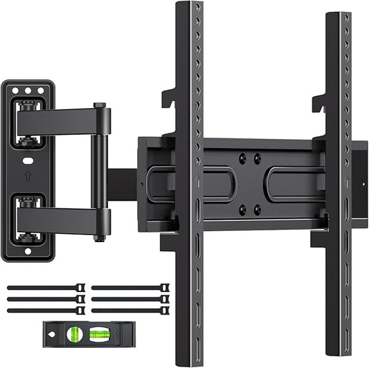 Full Motion TV Wall Mount for Most 32-55 inch TVs up to 66 lbs, Rotation, Swivel, Tilt Articulating Wall Mount Bracket with Magnetic Level and Cable Storage for Corner Living Room Max VESA 400x400mm