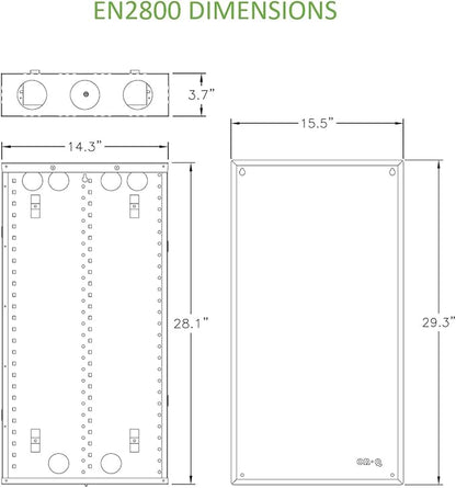 Legrand - OnQ 28 Inch Cable Management, In-Wall 20-Gauge Media Box, Structured Wiring Enclosure with 2.5 Inch Openings for Wires, Includes Cover Mounting Hardware, White, EN2800