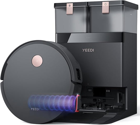 Yeedi S14 Plus Robot Vacuum and Mop, 18,000Pa Suction, OZMO Roller Mopping, ZeroTangle 2.0, TruEdge 3D Sensor, All-in-One Station with Auto Hot Water Washing & Self-Drying, Black