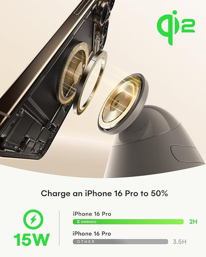 ZEEHOO 4 in 1 Wireless Charging Station for Apple,Mag-Safe Charger&Dimmable Light,Qi2 15W Rotating Fast Wireless Charger for iPhone 16,15,14,13,12&Pixel 10&iWatch&Samsung Watch&AirPods(30W Adapter)