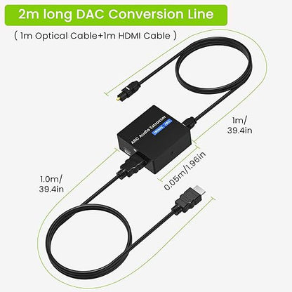 192KHz ARC Audio Extractor, HDMI ARC to Optical Converter, ARC to Optical/Toslink+3.5mm AUX Output, ARC to RCA Audio Converter for TV Amplifier Speaker/Soundbar/Headset