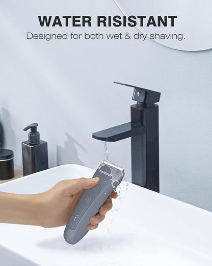 MANSPOT Electric Groin Hair Trimmer Hair Finishing Trimmers, Men's Shaving & Grooming Sets Kit with 4 Guards and Replaceable Ceramic Blade Heads,Waterproof Wet/Dry Trimmer,90 Minutes Shaving Tools