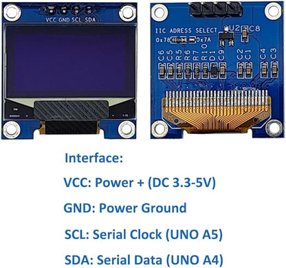 Haldzemo 0.96" OLED Display Module I2C IIC Serial 128X64 SSD1306 LCD Screen VCC GND SCL SDA (2 Pack, Yellow Blue)